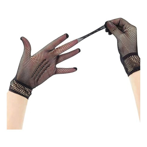 Siyah Renk Likralı File Eldiven Parmaklı Örgü Eldiven Yetişkin Bo