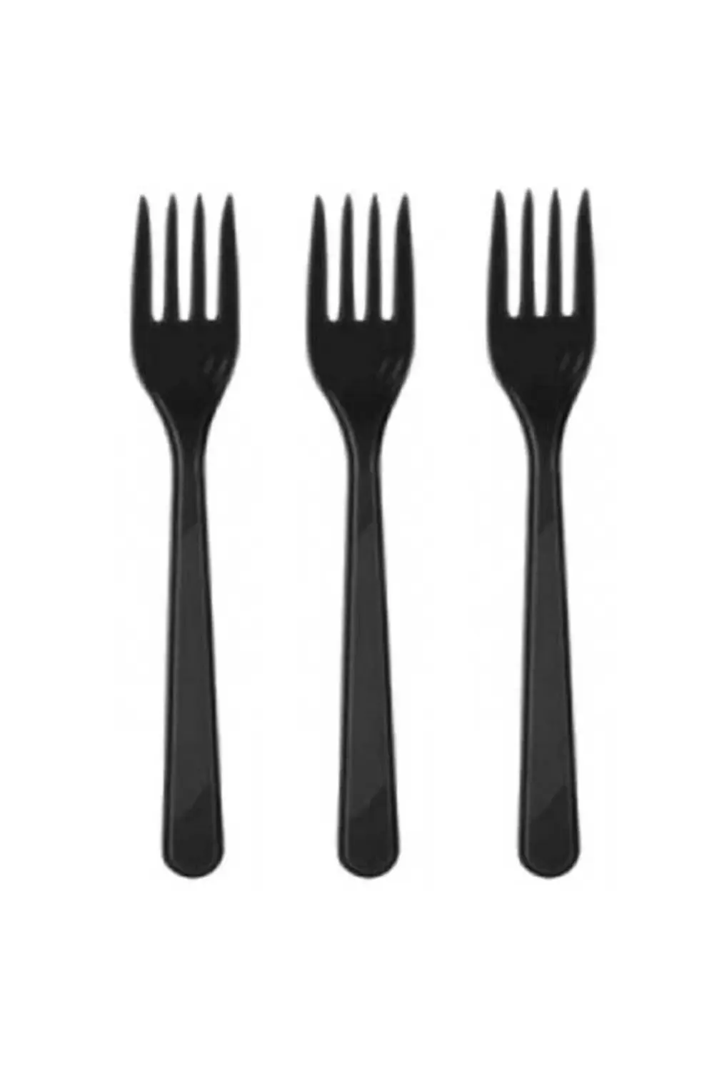 Siyah Renk Plastik Çatal 25 Adet