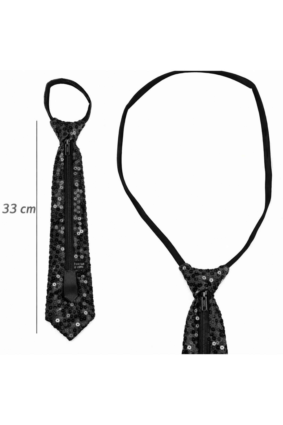 Siyah Renk Pul Payetli Işıltılı Parti Kratı 33 cm