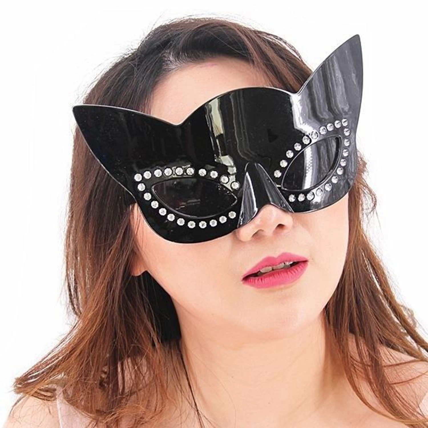 Siyah Renk Siyah Camlı Kedi Şekilli Parti Gözlüğü 20x11 Cm Siyah Renk Siyah Camlı Kedi Şekilli Parti Gözlüğü 20x11 Cm
