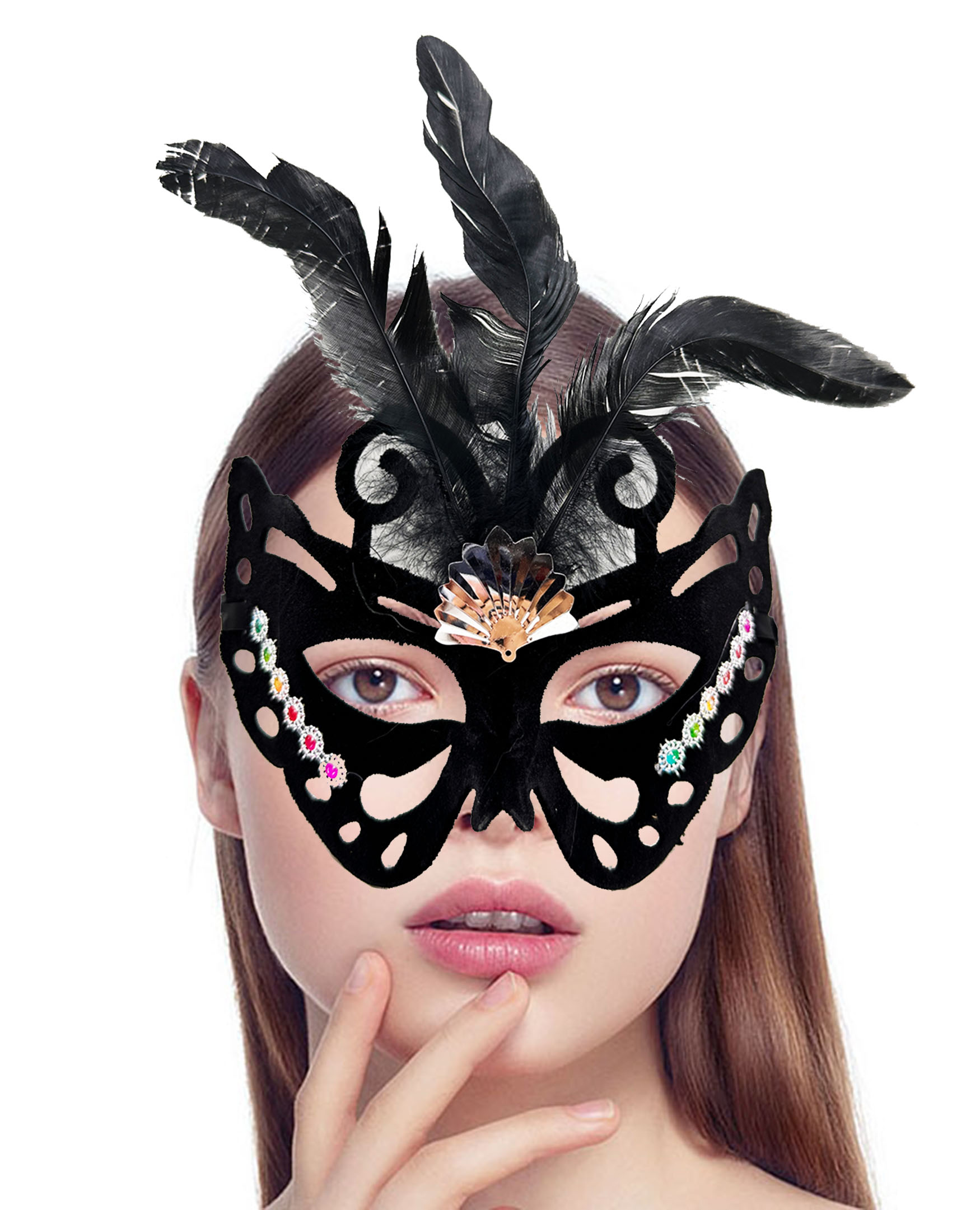 Siyah Renk Siyah Süet Kaplama Tüylü Kelebek Figür Parti Maskesi 2 Siyah Renk Siyah Süet Kaplama Tüylü Kelebek Figür Parti Maskesi 2