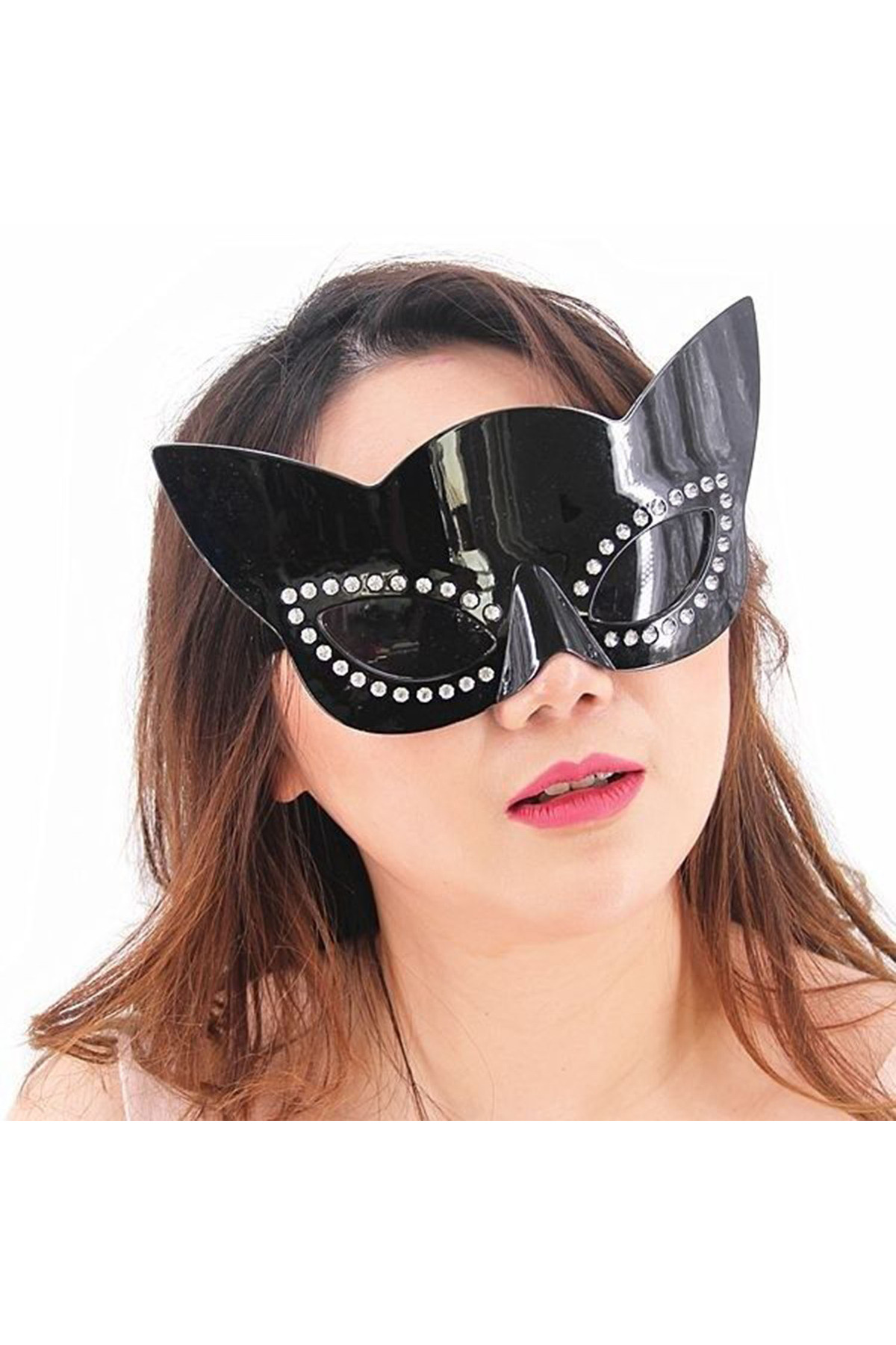 Ok Aksesuar Siyah Renk Siyah Camli Kedi Şekilli Parti Gözlüğü 20X11 Cm Go5060