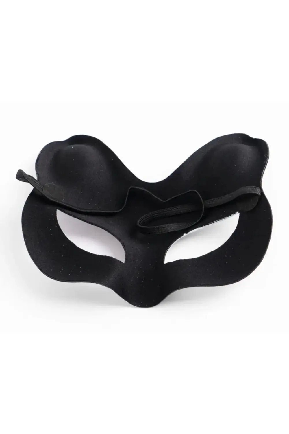 Siyah Renk Süet Kaplama Üzeri Gümüş Mavi Simli Kedi Maskesi 17x14