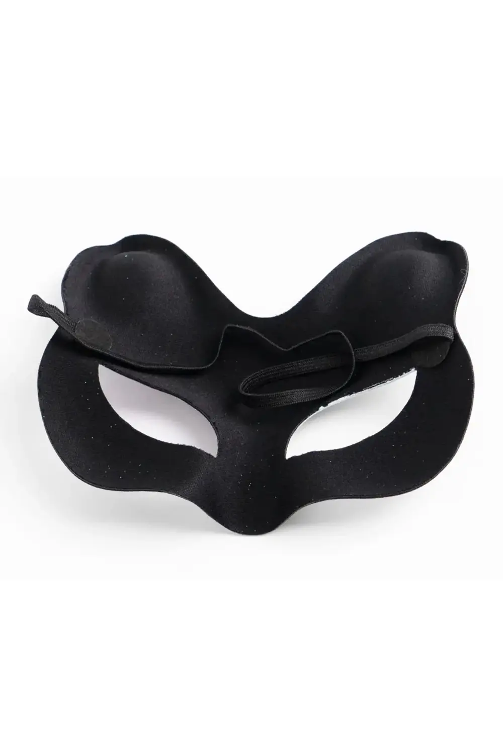 Siyah Renk Süet Kaplama Üzeri Sarı Pembe Simli Kedi Maskesi 17x14