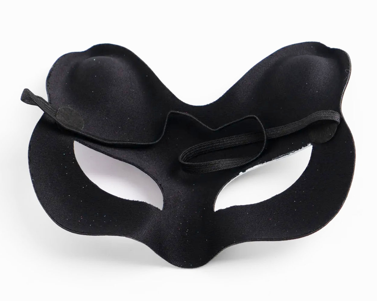 Siyah Renk Süet Kaplama Üzeri Gümüş Yeşil Simli Kedi Maskesi 17x1