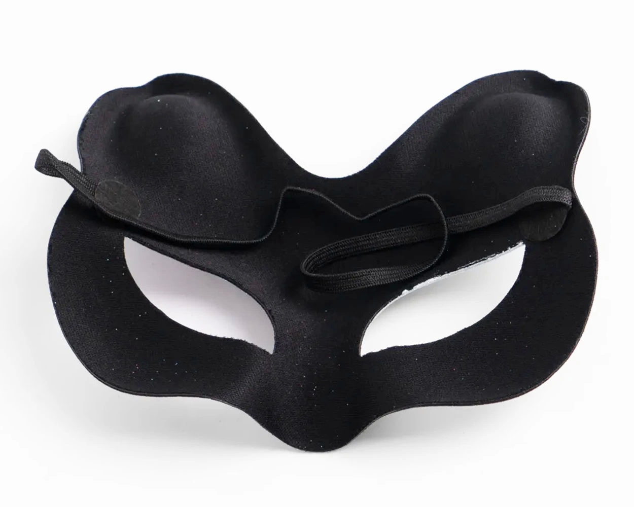 Siyah Renk Süet Kaplama Üzeri Pembe Sarı Simli Kedi Maskesi 17x14