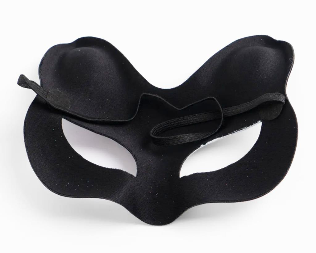 Just Cheap Store Siyah Renk Süet Kaplama Üzeri Kirmizi Sari Simli Kedi Maskesi 17X