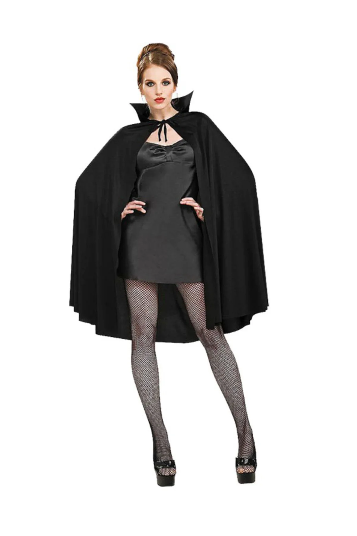 Siyah Renk Yakalı Halloween Pelerini 90 cm