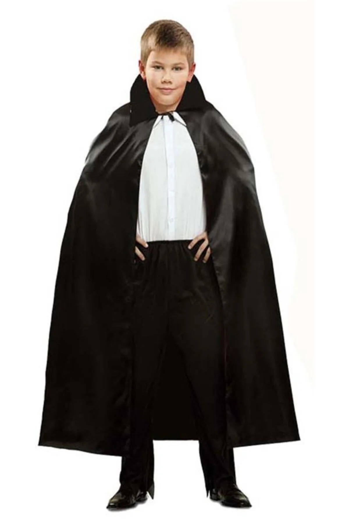 Siyah Renk Yakalı Halloween Pelerini 90 cm