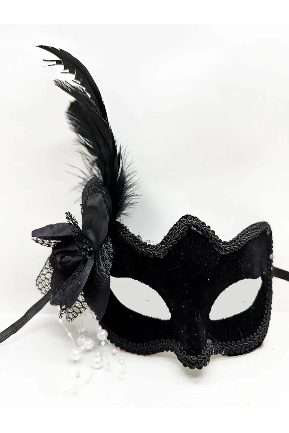 Siyah Renk Yandan Tüylü Beyaz İncili Süet Kaplama A Kalite Lüks P