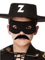 İhtiyaçavm Siyah Renk Zorro Şapkasi Zorro Maskesi Zorro Biyik Çocuk Boy