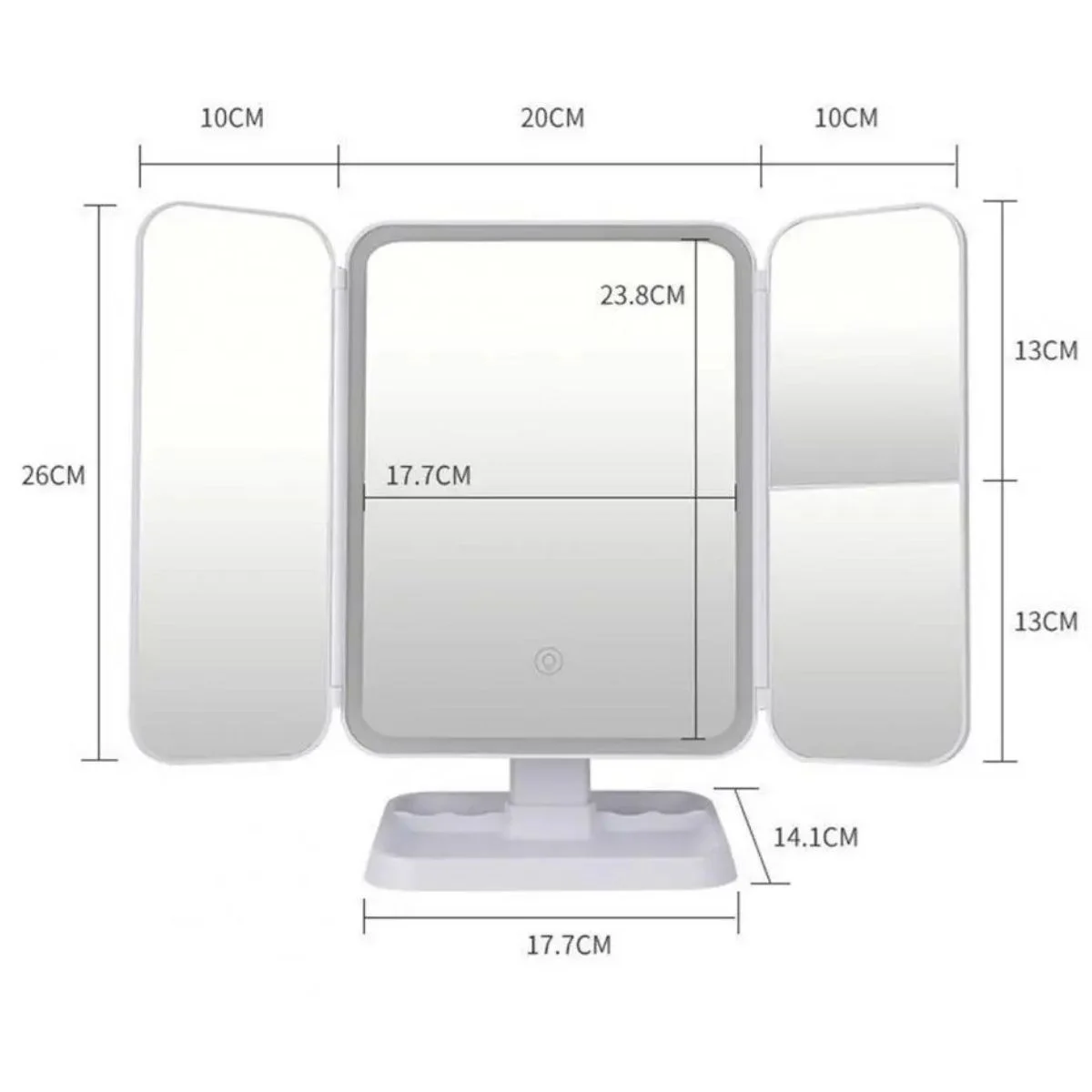 Siyah Renkli 2 Kapaklı,3 Farklı Dokunmatik Led Ayarlı USB Şarj ile Şarj Olabilen Makyaj Aynası Siyah Renkli 2 Kapaklı,3 Farklı Dokunmatik Led Ayarlı USB Şarj ile Şarj Olabilen Makyaj Aynası