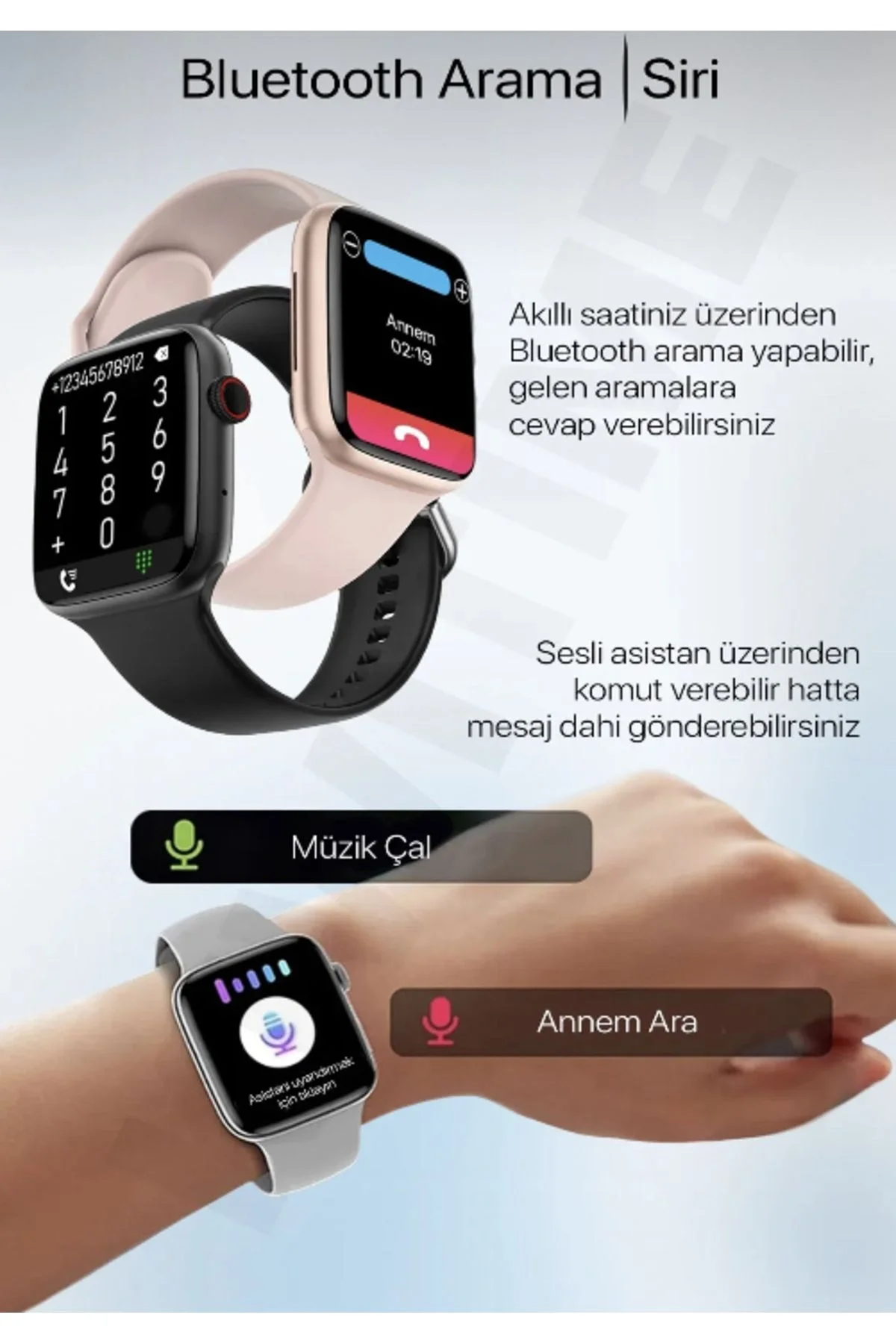 Siyah Renkli Akıllı Saat, GPS ve NFC Özellikli, Suya Dayanıklı, Sesli Görüşme ve Sağlık Takibi İçin
