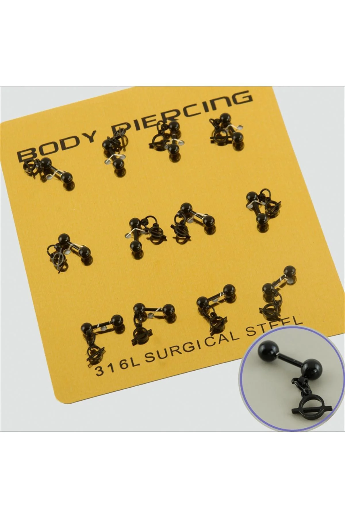 Siyah Renkli Sallantılı Çelik Piercing () 1 Adet-Siyah