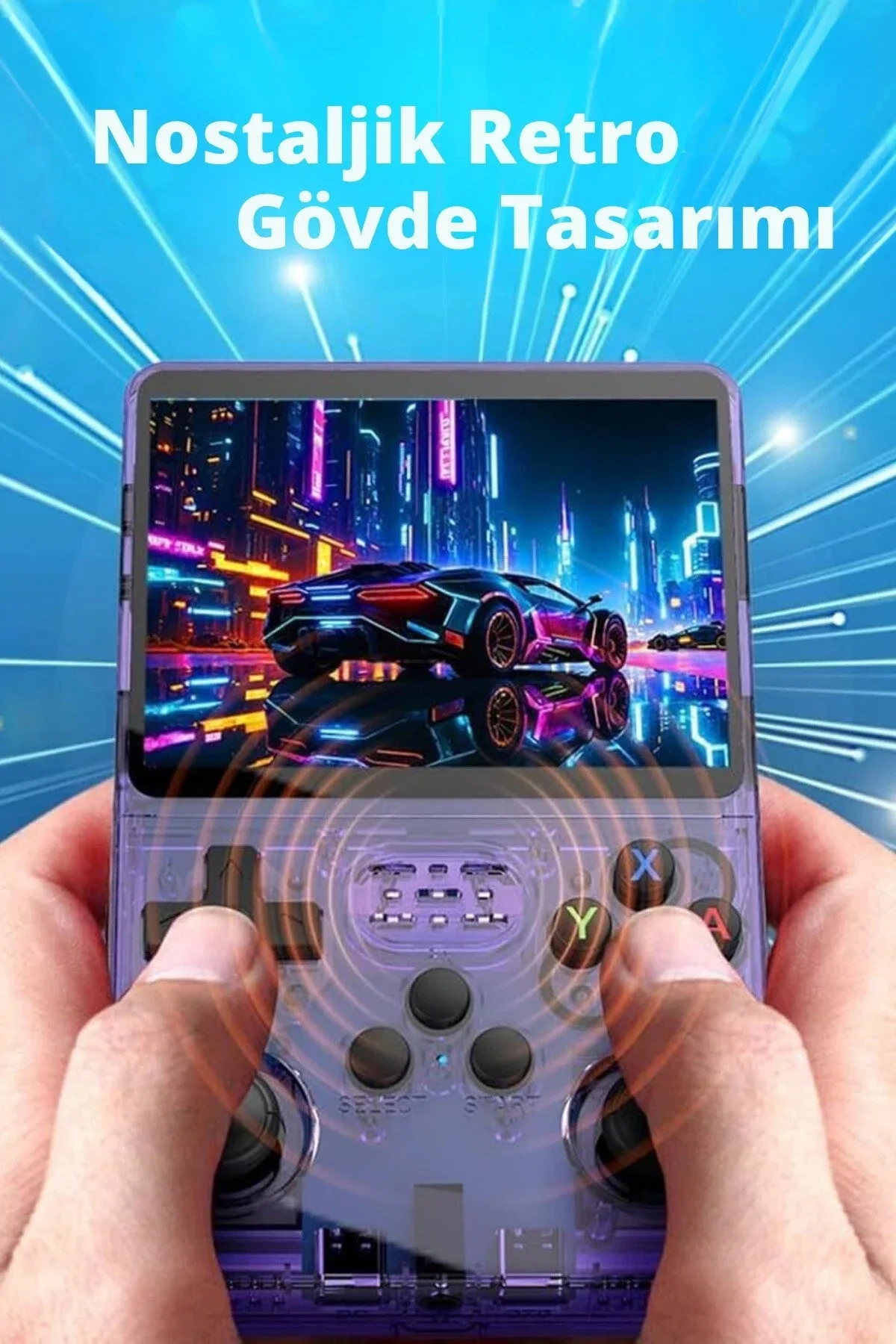 Siyah retro oyun konsolu 64 GB hafıza 15.000+ yüklü oyun yeni nesil el tipi cihaz