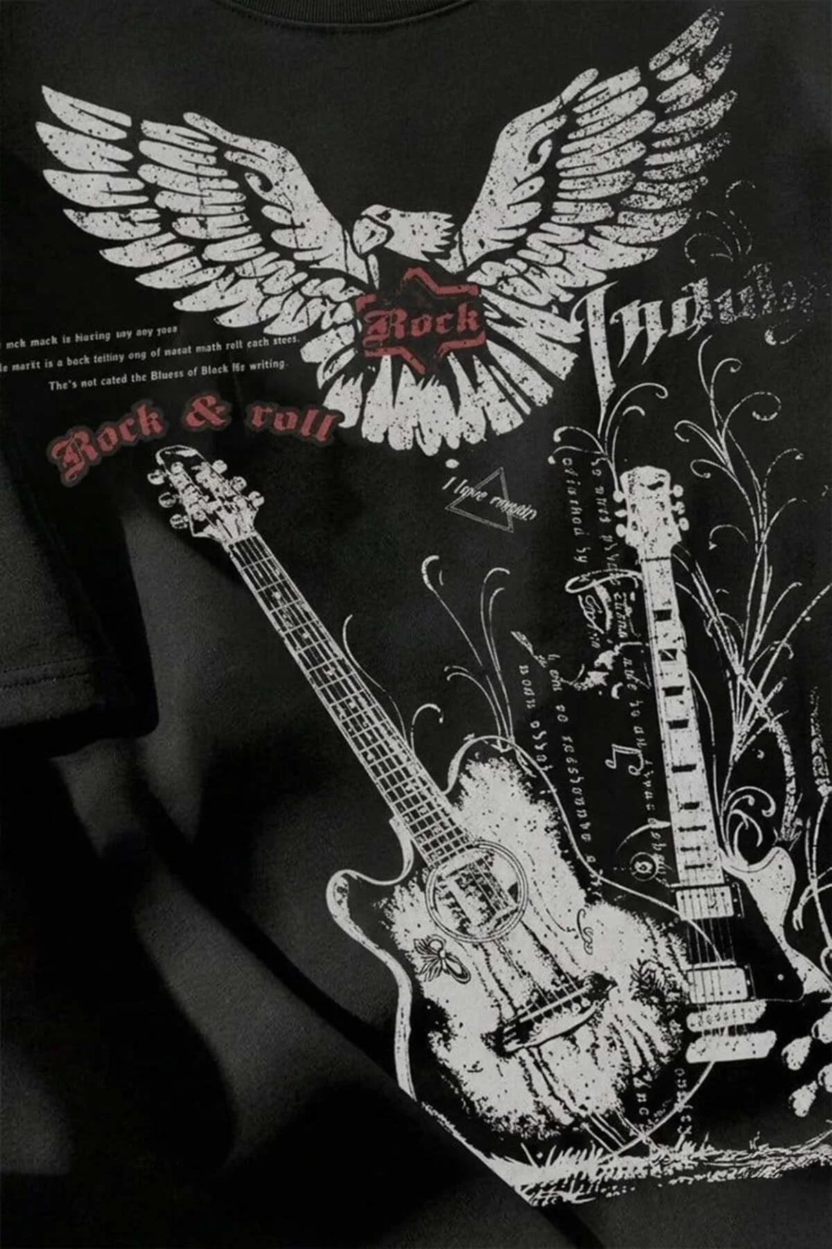Siyah Rock&Roll Guitar Y2K Unisex T-shirt