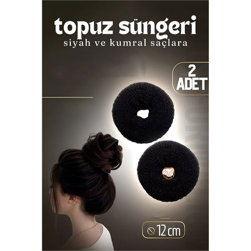 Siyah Saç Topuz Süngeri 2 ADET 12 Cm. Çap 5 cm Kalınlık