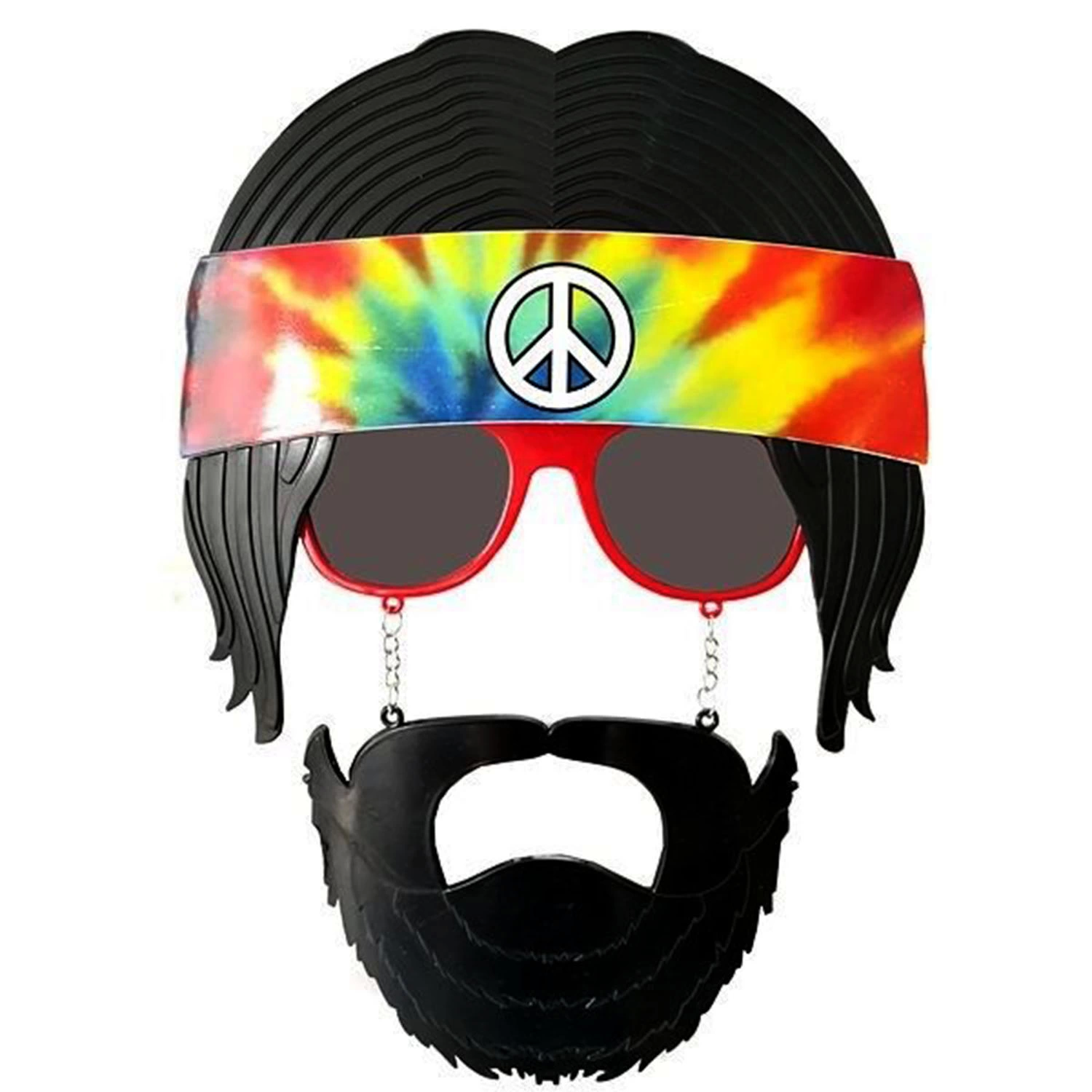 Siyah Saçlı Bandana Tasarımlı Hippi Parti Gözlüğü 26x18 Cm Siyah Saçlı Bandana Tasarımlı Hippi Parti Gözlüğü 26x18 Cm