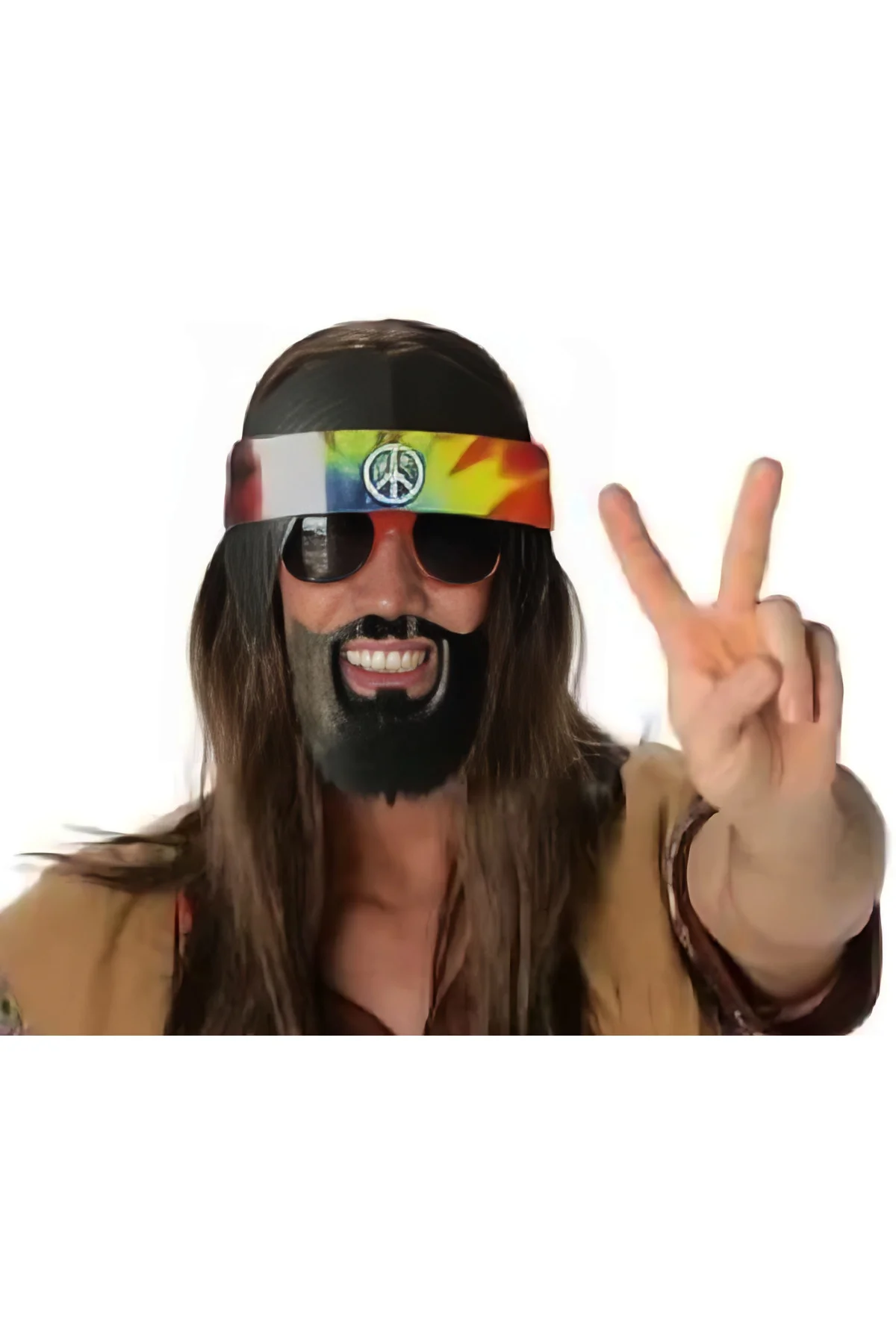 Siyah Saçlı Bandana Hippi Parti Gözlüğü