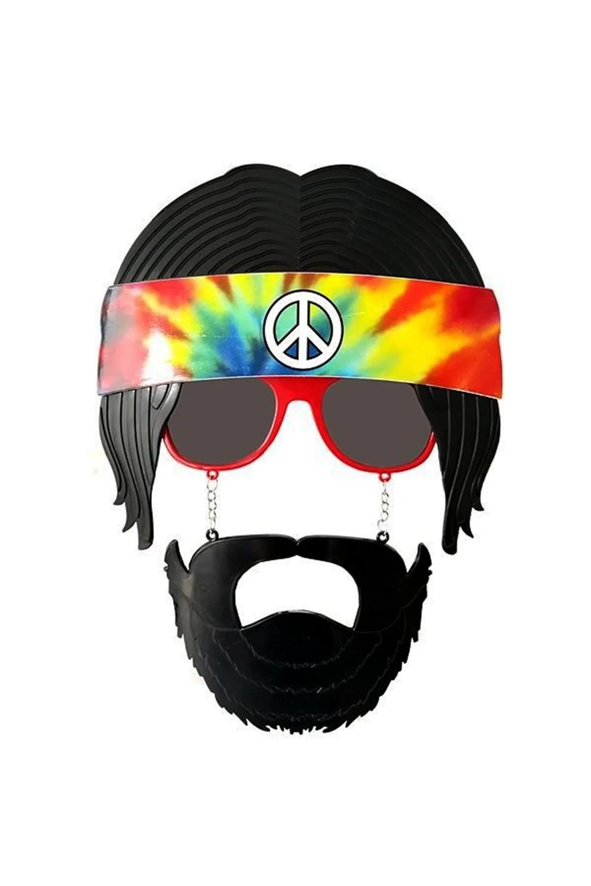 Siyah Saçlı Bandana Hippi Parti Gözlüğü