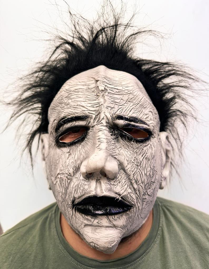 Siyah Saçlı Michael Myers LateYüze Tam Yapışan Et Maske Korku Mas
