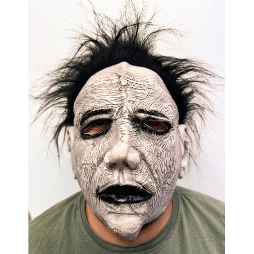 Siyah Saçlı Michael Myers Lateks Yüze Tam Yapışan Et Maske Korku 