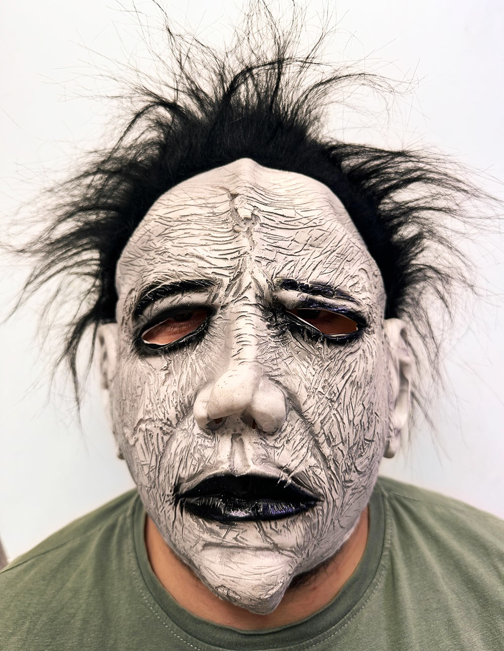 Siyah Saçlı M.Myers Lateks Yüze Tam Yapışan Et Maske Korku Maskes