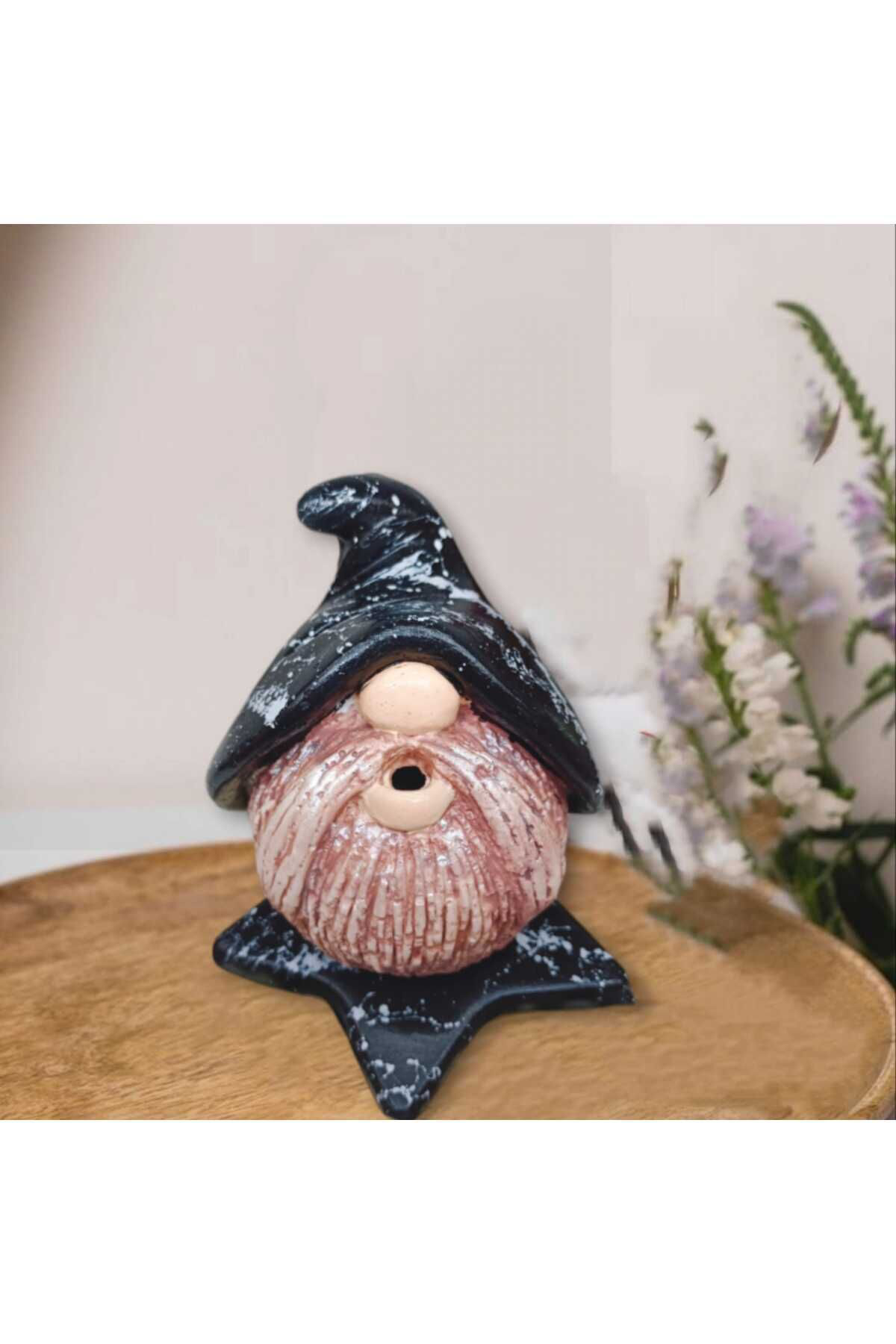 Dodemert Home Siyah Şapkalı Pala Gnome Beton Tütsülük