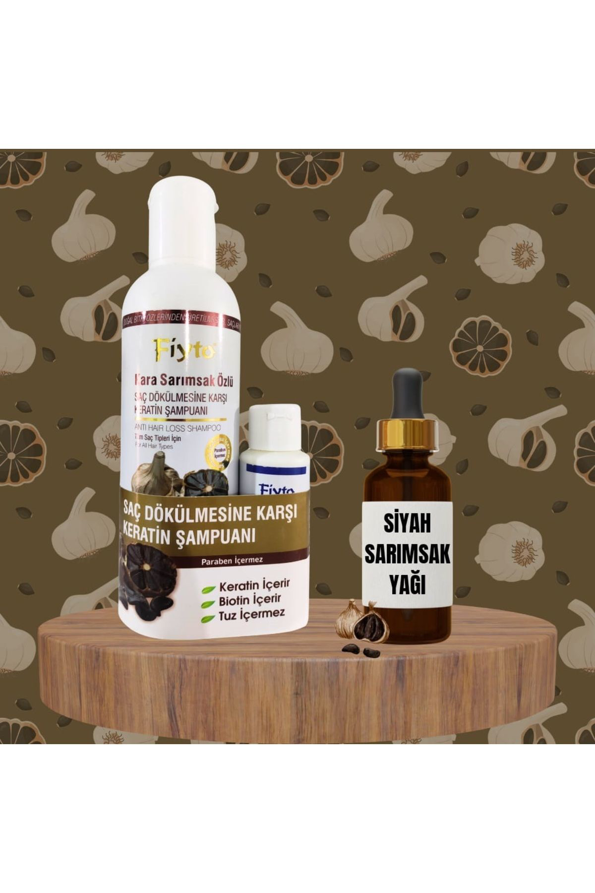 Siyah Sarımsak Şampuanı 500ml + 100 ml Serum Hediyeli ve Siyah Sa