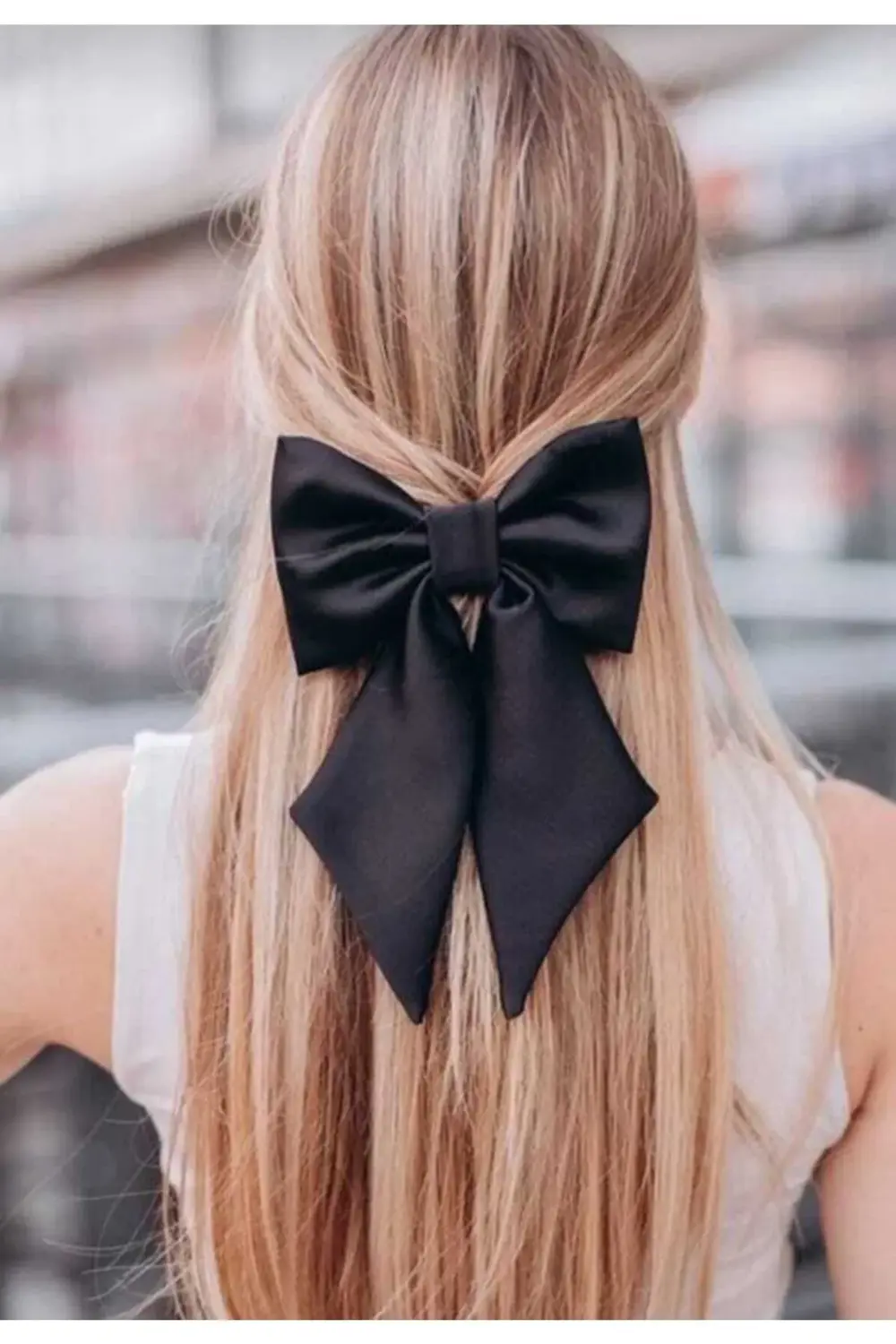 Siyah Saten Kumaş Fiyonk Otomatik Toka - Fiyonklu Toka