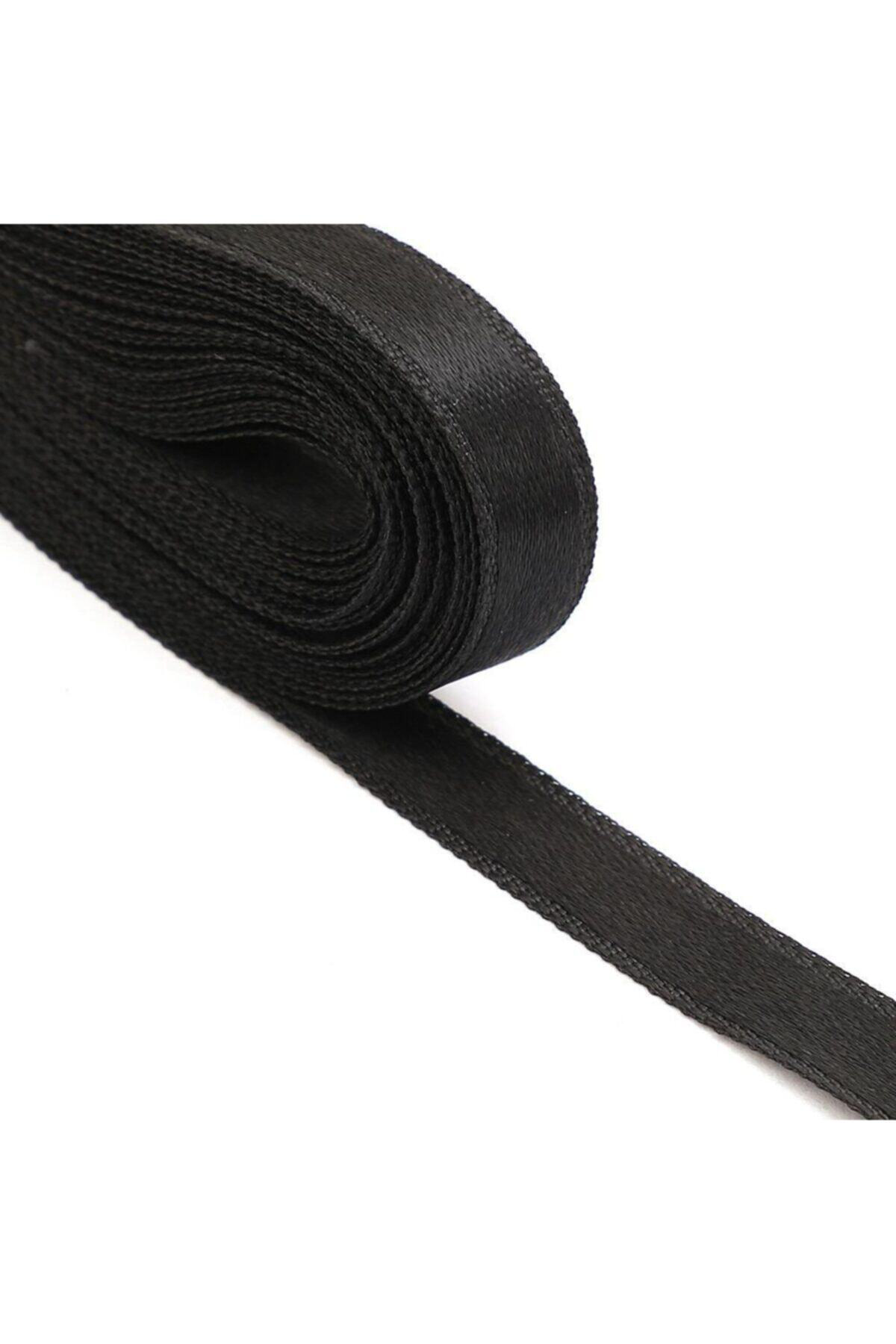 Tuhafiyecimiz Siyah Saten Kurdele Çift Taraflı 1Cm Eninde 10Mt Top