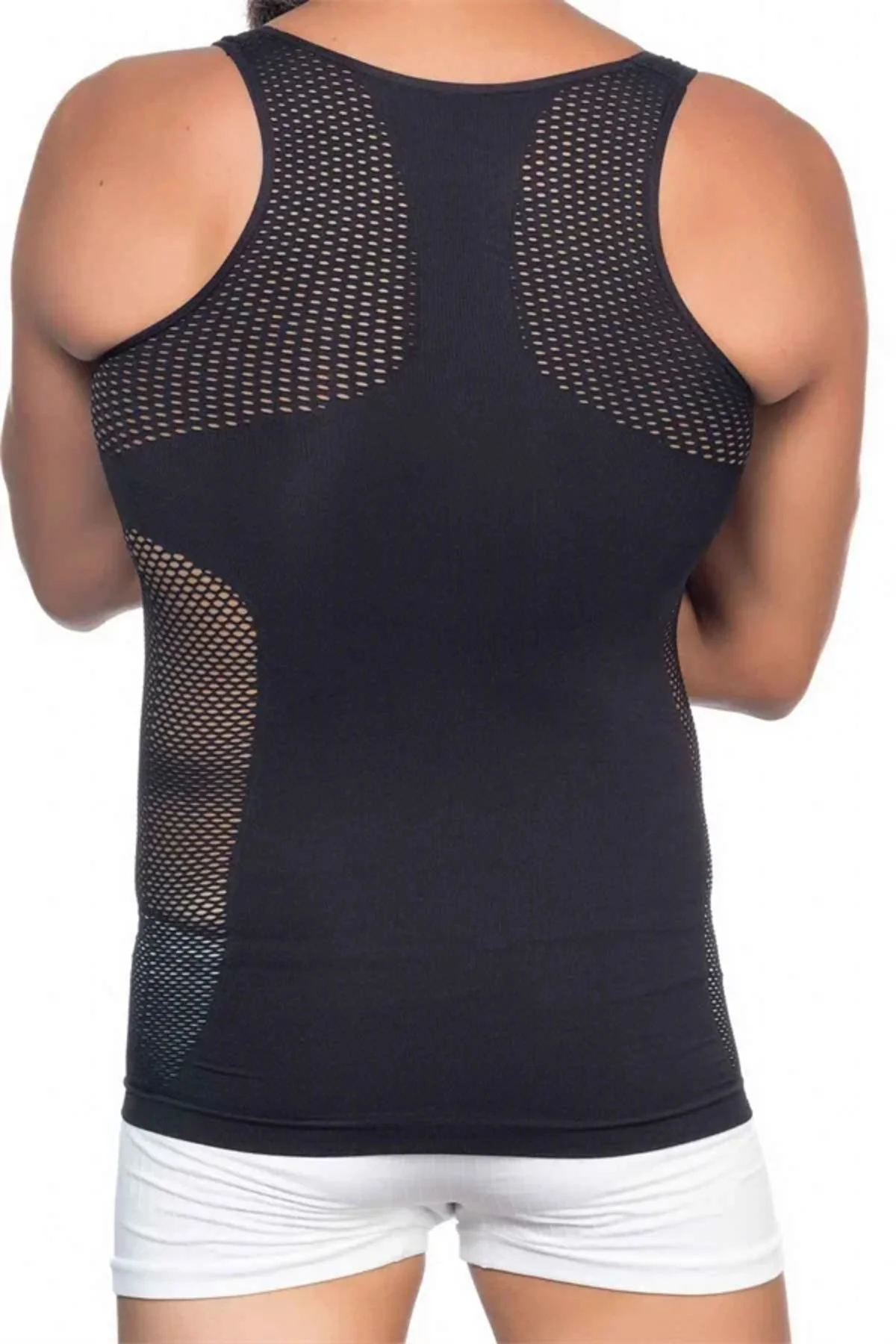 Siyah Seamless Fileli Erkek Korse Atlet