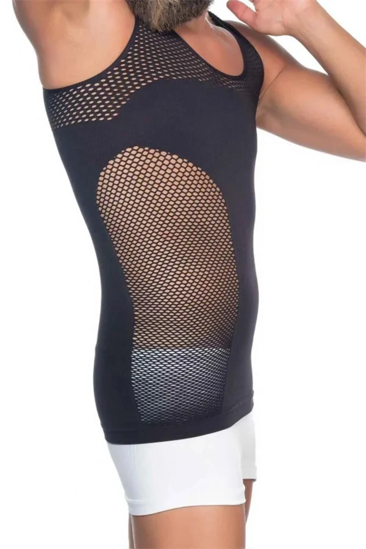 Siyah Seamless Fileli Erkek Korse Atlet