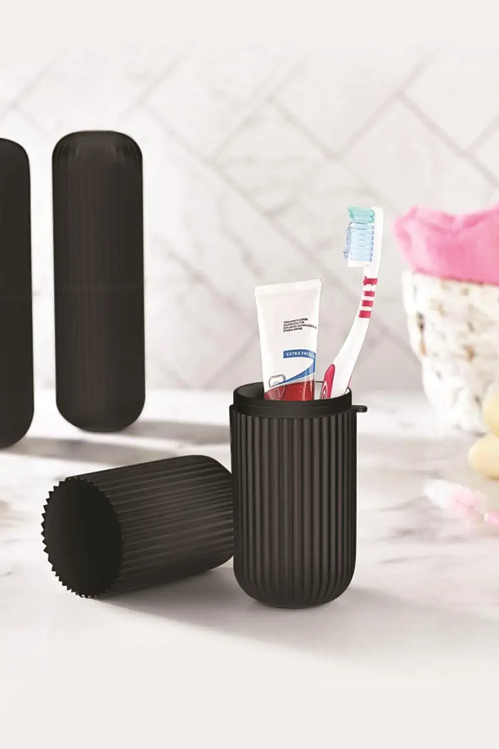 Siyah Seyahat Tipi Diş Fırçası & Aksesuar Kutusu & Çok Amaçlı Sak