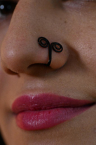 Tükkan Accessories Siyah Sikiştirma Fake Çift Halka Desenli Burun Kistirma Deliksiz 