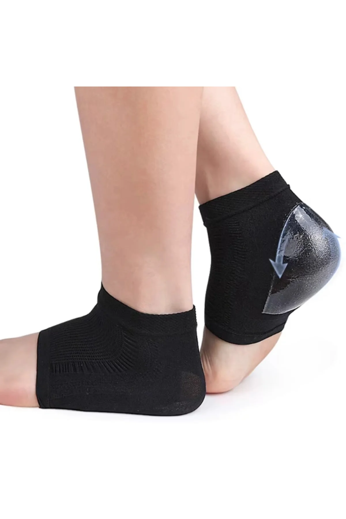 Siyah Silikon Topuk Nemlendirici Çorap