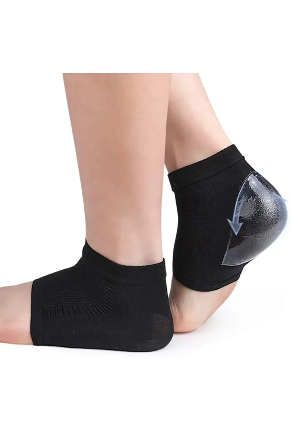 Siyah Silikon Topuk Nemlendirici Çorap