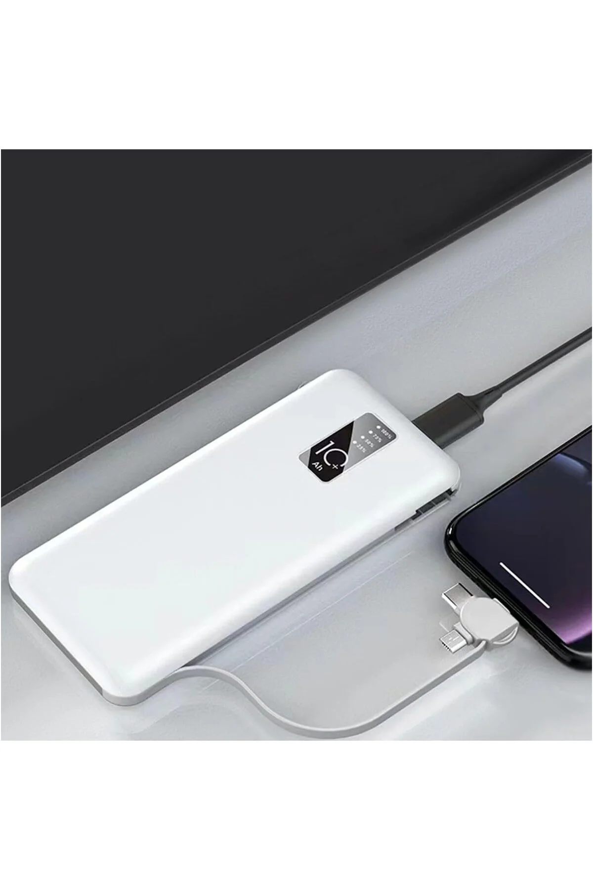 Siyah Siyah Hızlı Led Göstergeli Micro Lightning Type-C Kablolu T