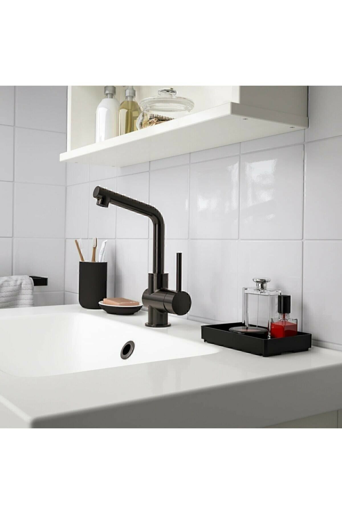 İkea Siyah Skogsviken 2 Adet Banyo Tepsisi, Siyah Plastik