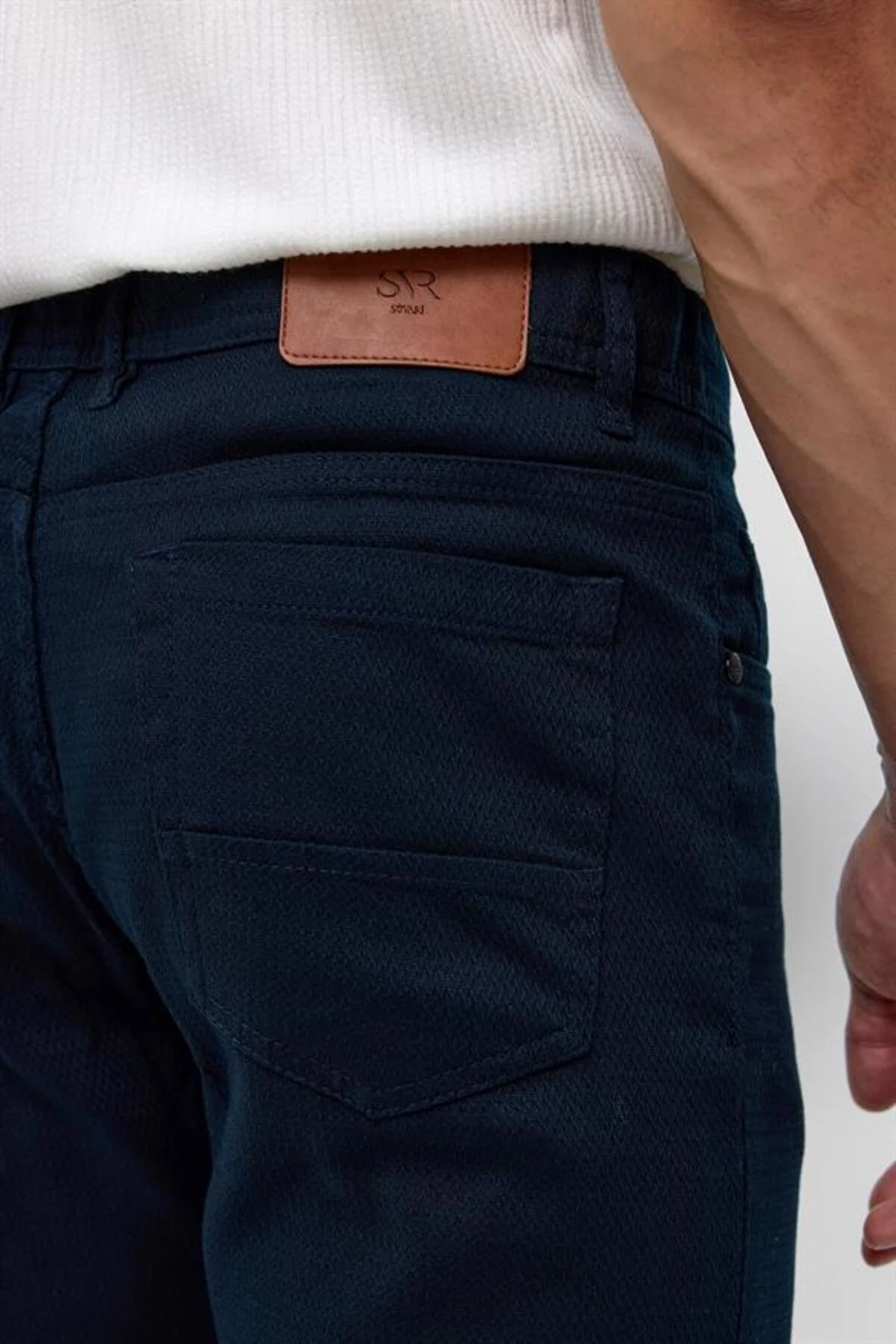 Lacivert Slim Düz Düz Normal Bel Casual Pantolon