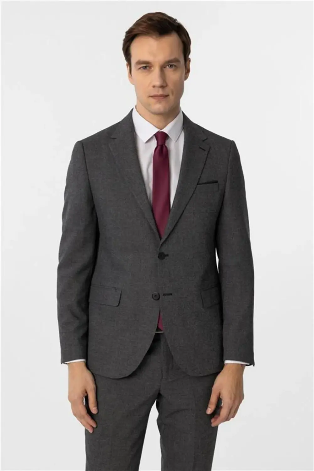 Siyah Slim Desenli Mono Yaka 6 Drop Takım Elbise