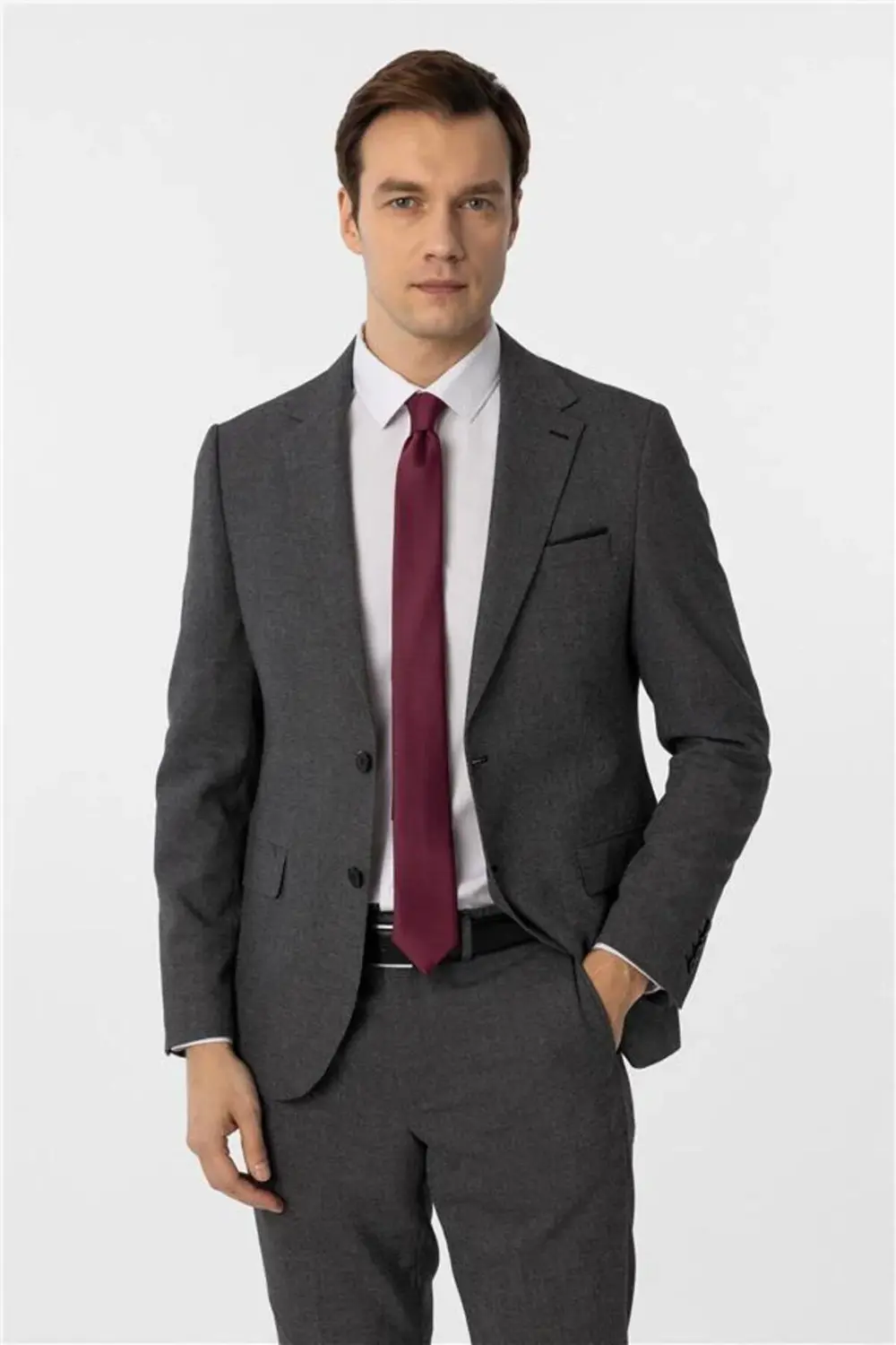 Siyah Slim Desenli Mono Yaka 6 Drop Takım Elbise