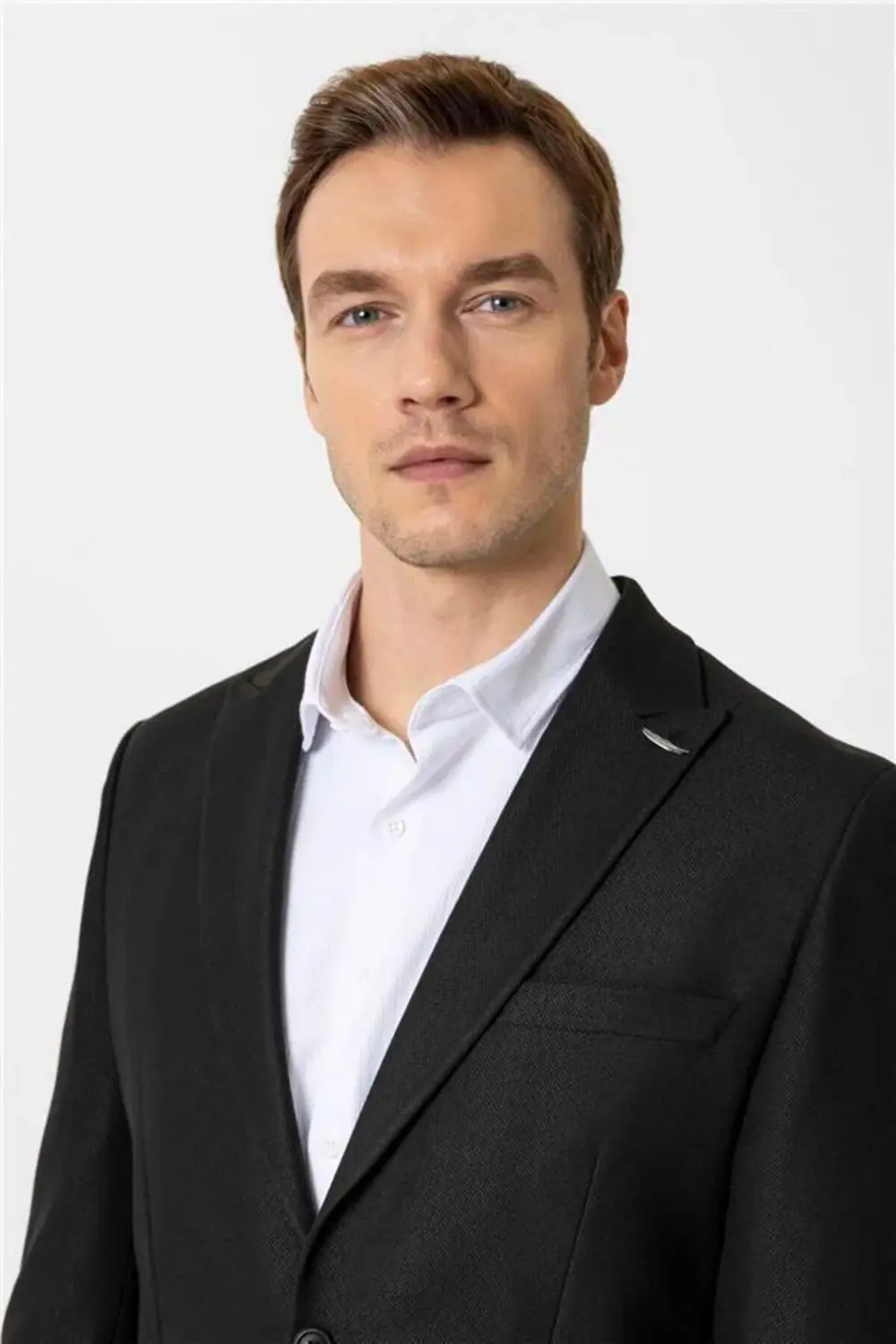 Siyah Slim Desenli Sivri Yaka 6 Drop Takım Elbise