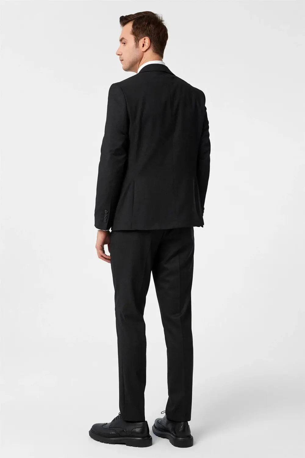 Siyah Slim Fit Desenli Mono Yaka 6 Drop Klasik Takım Elbise