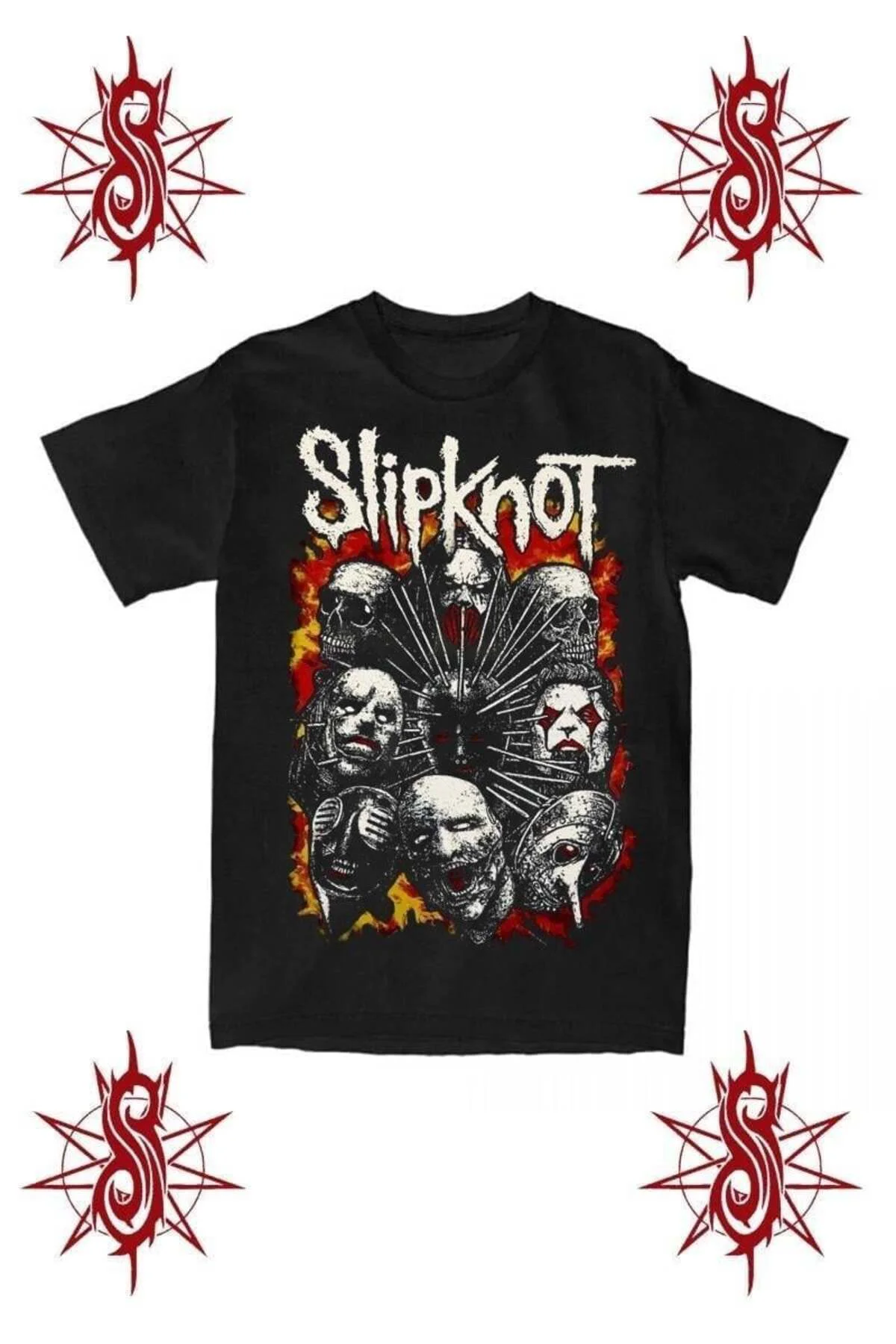 Siyah Slipknot Members Gotik Y2K Unisex T-shirt Siyah Slipknot Members Gotik Y2K Unisex T-shirt