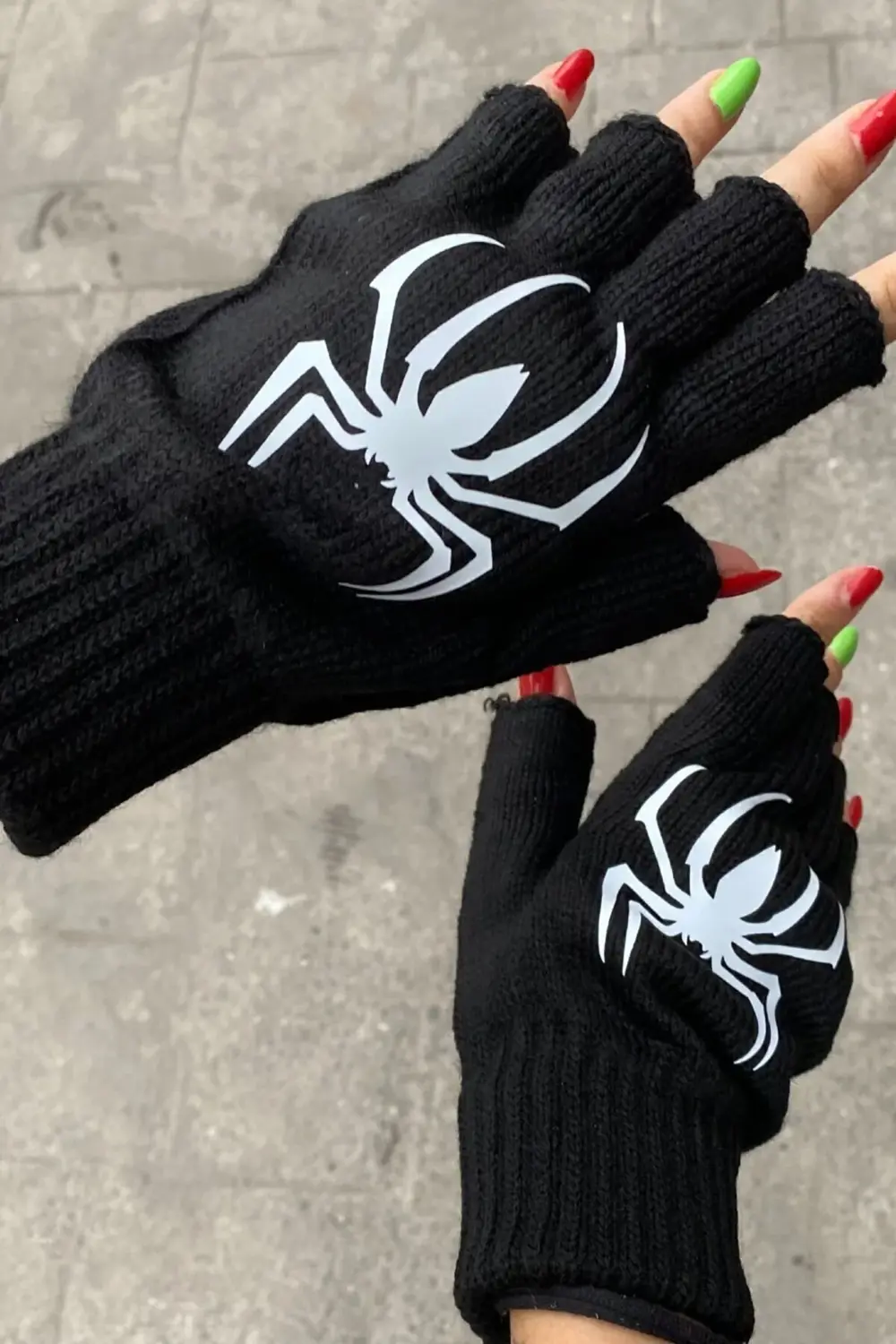 Siyah Spider Kesik Parmak Unisex Eldiven