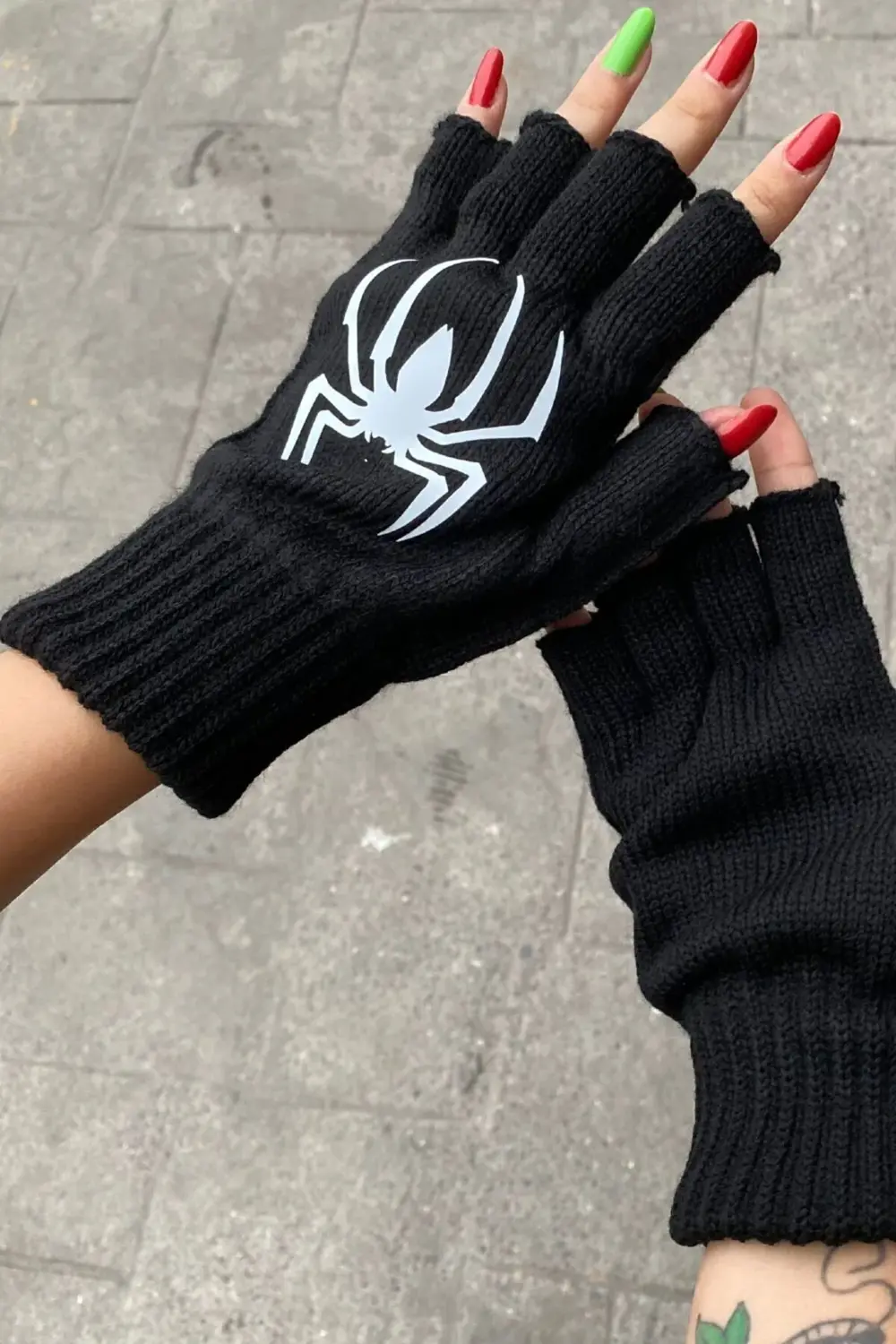 Siyah Spider Kesik Parmak Unisex Eldiven