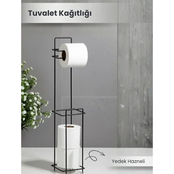 Siyah Standlı Yedek Hazneli Tuvalet Kağıtlığı Fiyatı, Yorumları ve Özellikleri