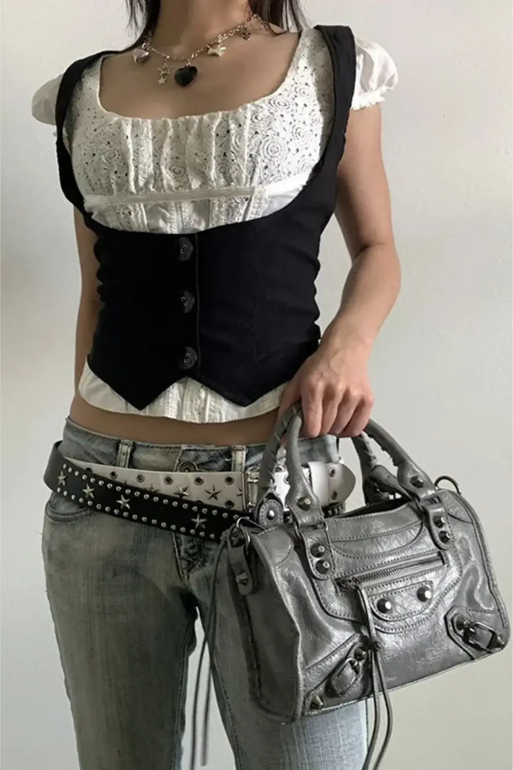 Siyah Steampunk Racerback Yelek -BLN