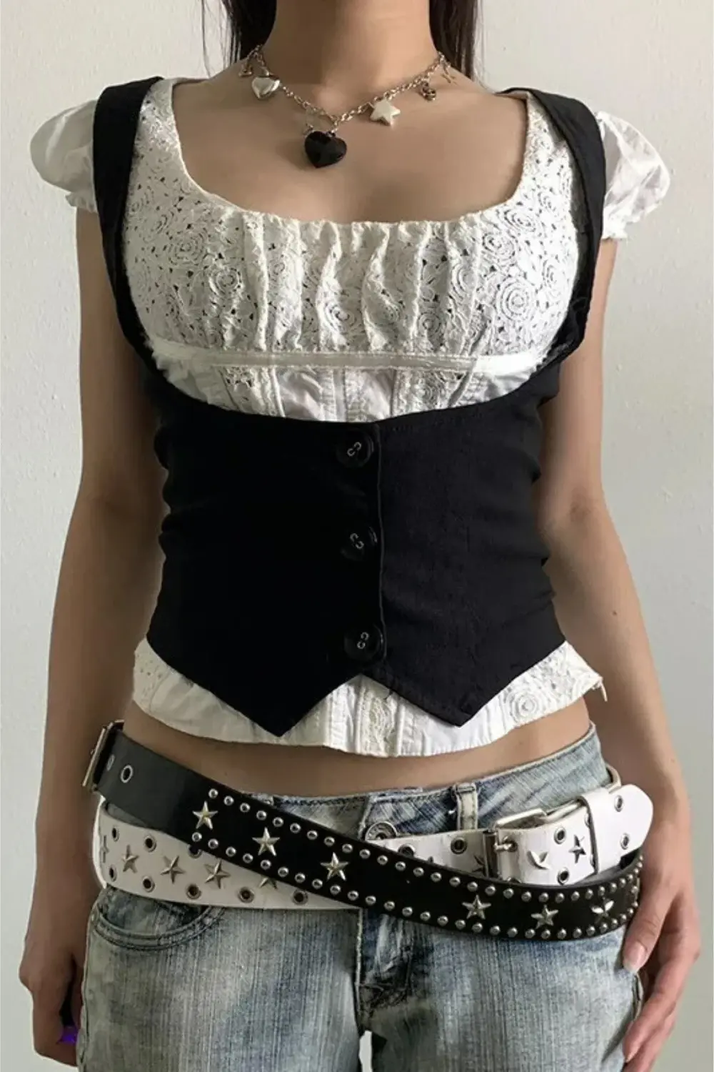 Siyah Steampunk Racerback Yelek -BLN